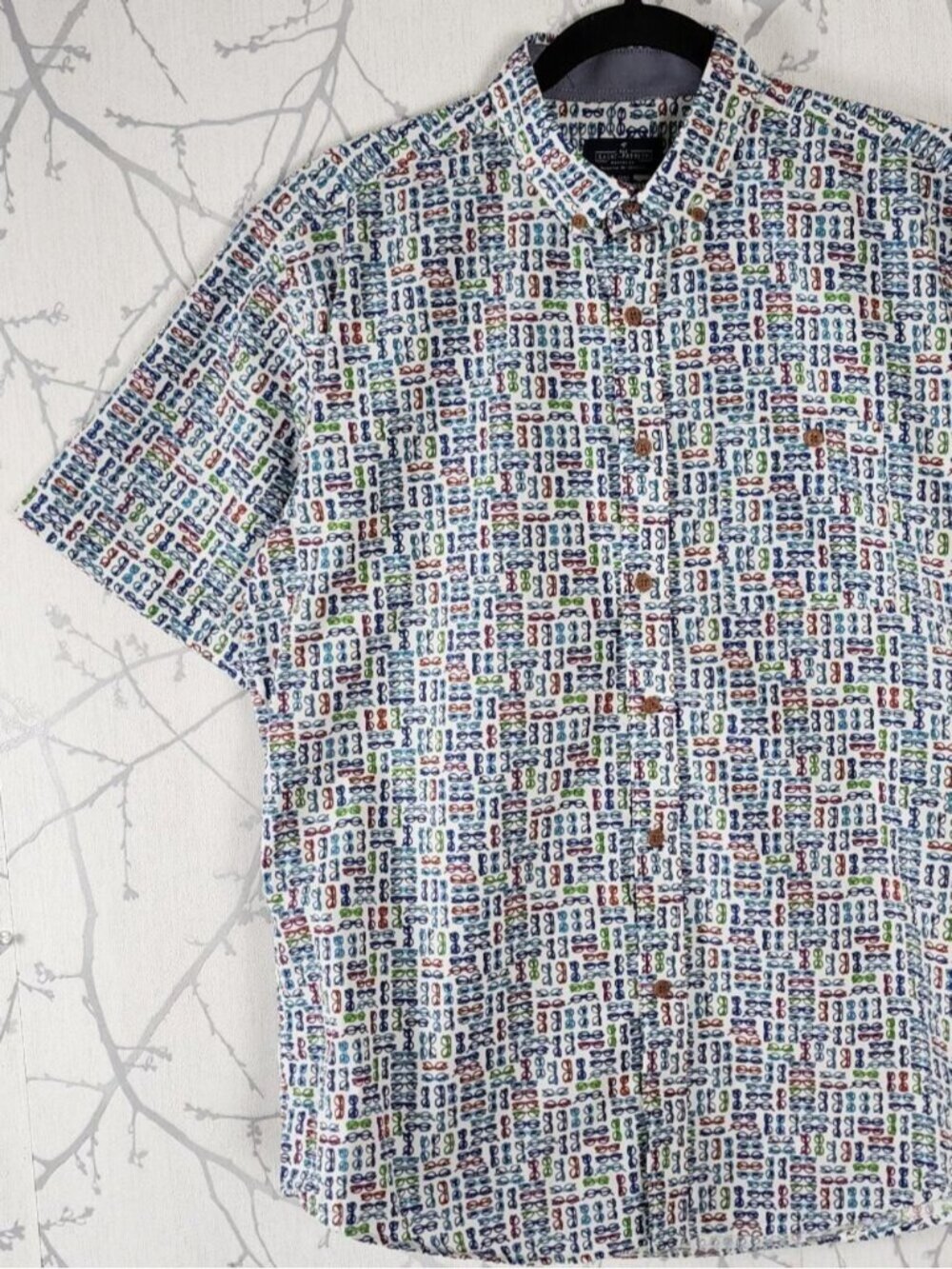 Rue Saint Patrick Colorful Glasses Print Cotton Short Sleeve Shirt